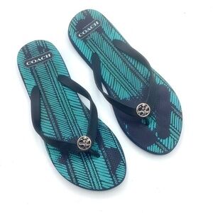 Coach Authentic Flip Flop Sandals Teal 9-10